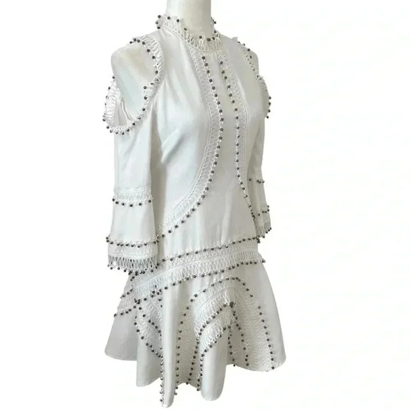 Mackenzie And Me White Beaded Cold Shoulder Dress - Picture 3 of 8